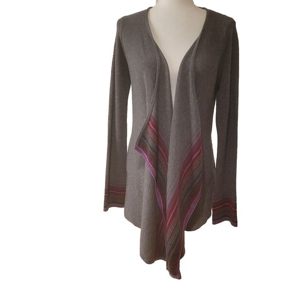 Ella Moss 90% Merino Wool 10% Cashmere Gray/Purp Open Front  Sz S Women Cardigan - Picture 2 of 9